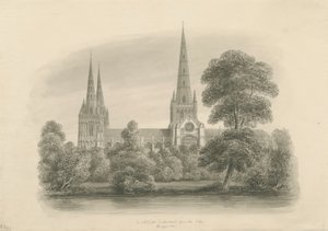 Cathédrale de Lichfield - Vue sud - John Buckler