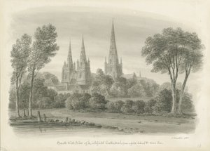 Cathédrale de Lichfield - Vue sud-ouest - John Buckler