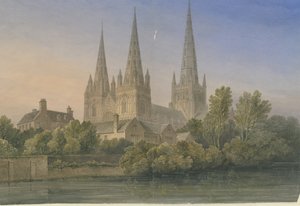 Cathédrale de Lichfield - Vue Sud-Ouest - John Buckler