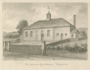 Madeley - École libre : dessin sépia, 1840 - John Buckler
