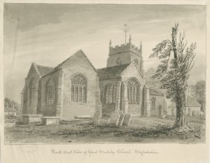 Église de Madeley: dessin lavis sépia - John Buckler