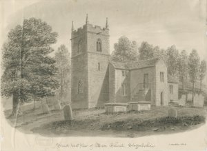 Église de Maer: dessin lavis sépia - John Buckler
