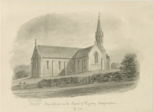 Rugeley - Chapelle de Brereton : [Église Saint-Michel, Brereton] dessin au lavis sépia, 1841