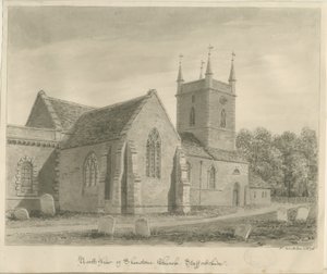 Église de Shenstone: dessin sépia - John Buckler