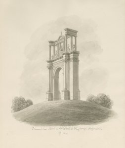 Shugborough - Arc de triomphe : dessin sépia - John Buckler