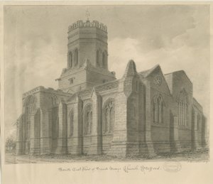 Stafford - Église St. Mary : dessin sépia, 1837 - John Buckler