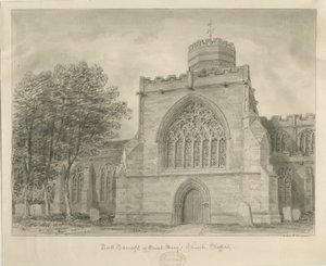 Stafford - Église St. Mary: dessin sépia, 1840 - John Buckler