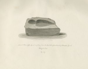 Église de Standon : Ancien cercueil en pierre : dessin sépia, 1847 - John Buckler