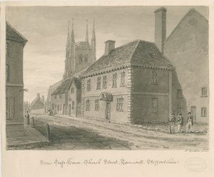 Tamworth - Maison de la croix de pierre : dessin sépia - John Buckler