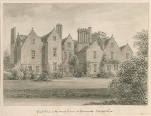 Tamworth - La maison du fossé : dessin sépia - John Buckler