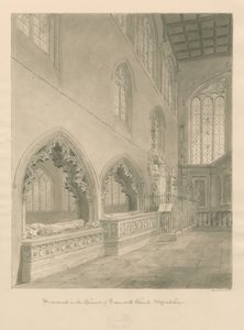 Église de Tamworth - Monuments : dessin sépia - John Buckler