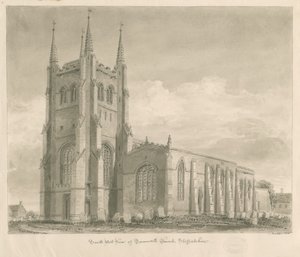 Église de Tamworth : dessin sépia - John Buckler