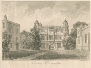 Tixall Hall et Gatehouse : dessin sépia, 1841 - John Buckler