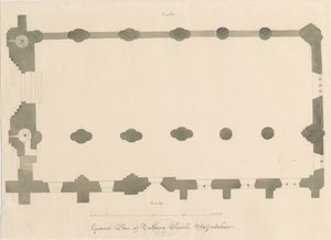 Église prieurale de Tutbury - Plan - John Buckler