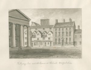 Walsall Town - The George Inn: dessin au lavis sépia - John Buckler
