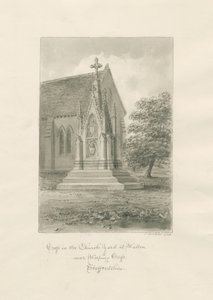 Église de Walton-on-the-Hill - Croix du cimetière : dessin sépia - John Buckler