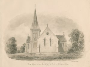 Église de Walton-on-the-Hill : dessin sépia, 1842 - John Buckler