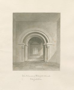 Église de Waterfall - Intérieur du chœur : dessin sépia, 1847 - John Buckler