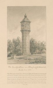 Westmorland - Château de Brougham - Pilier de la comtesse : dessin sépia, 1800 - John Buckler