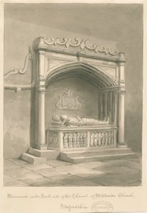 Église de Wolstanton - Monument : dessin au lavis sépia