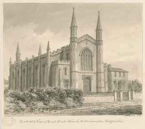Wolverhampton - Église Saint-Paul : dessin sépia
