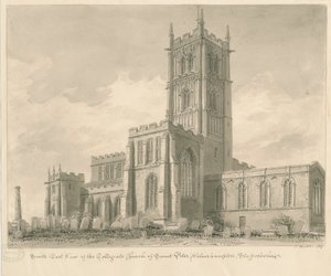 Wolverhampton - Église Saint-Pierre : dessin sépia - John Buckler