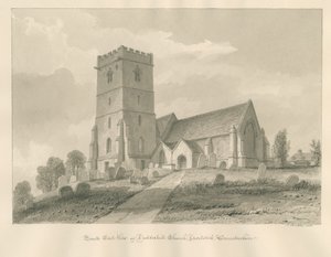 Worcestershire - Droitwich - Église de Dodderhill : dessin sépia - John Buckler