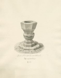Worcestershire - Église de Hampton Lovett - Fonts baptismaux : dessin sépia