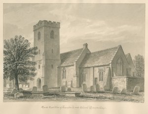 Worcestershire - Église de Hampton Lovett : dessin sépia, 1833 - John Buckler