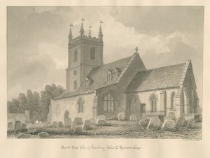 Worcestershire - Église de Hanbury : dessin sépia, 1833 - John Buckler