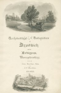 Worcestershire - Page de titre pour le portfolio de travaux de John et J. C. Buckler : dessin sépia