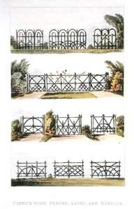 Clôtures, portes et haies en bois de taillis, de 