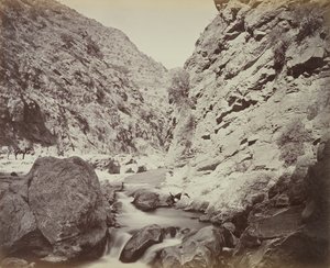 Virage serré dans le défilé [sous Ali Masjid], un passage très difficile, 1879