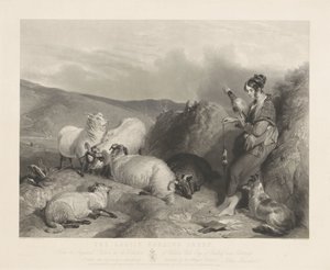 La petite bergère gardant les moutons - John Burnet