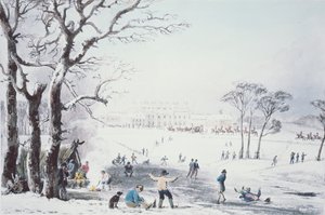 Vue de Buckingham House et St James Park en hiver, pub. par R. Havell et Sons, 1810 - John Burnet