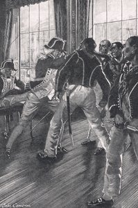Une scène à bord du navire amiral pendant la mutinerie de Nore, illustration de 