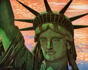 Vue aérienne rapprochée de la Statue de la Liberté - John Carleton Atherton