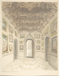 Château de Lea, Worcestershire, salle des tableaux, vue vers l