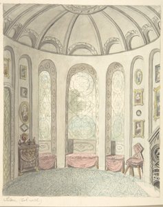 Château de Lea, Worcestershire, salon, vue vers le nord, vers 1816 - John Carter.