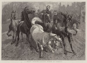 Matin givré, chevaux de cavalerie à l
