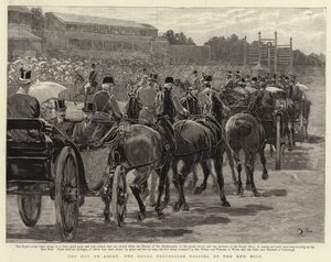 Jour de la Coupe à Ascot, le Cortège Royal passant par le Nouveau Mile - John Charlton