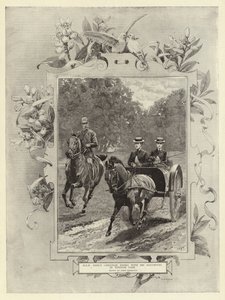 S.A.R. le prince Christian chevauchant avec ses filles dans le parc de Windsor