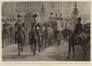 Le Salon de Dessin de Sa Majesté, S.A.R. le Prince de Galles quittant le Palais pour Marlborough House après le Salon de Dessin