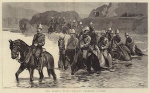 La guerre en Afghanistan, cavalerie traversant un gué