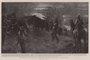 Difficultés de transport, traversée de la rivière Riet dans une tempête de poussière - John Charlton