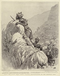Avec la force de campagne de Tirah, reconnaissance de la cavalerie dans le col de Bargolai