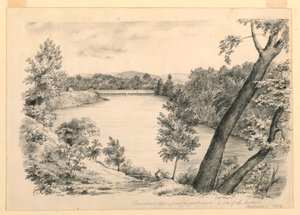Dessin, Vue de la rivière Conneticut, près de Brattleboro, Vermont, 1854 - John Cheney