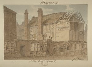 Vue est des ruines de Bermondsey House, 1838 - John Chessell Buckler