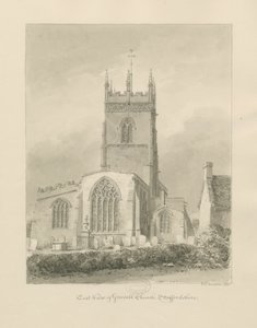 Église de Gnosall: dessin sépia - John Chessell Buckler