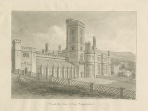 Ilam Hall : dessin sépia - John Chessell Buckler